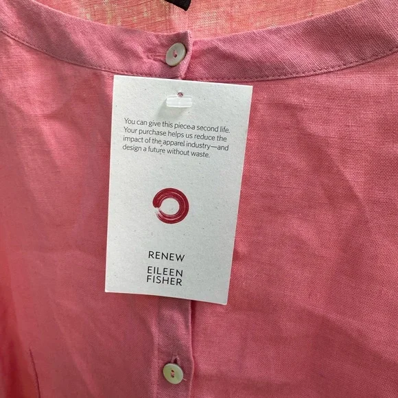 Eileen Fisher Coral Linen Shirt - Picture 4 of 6